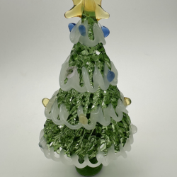 White Edged Cedar Solid Tree Coloured Glaze Decoration