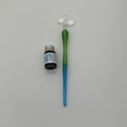 Green Glass Pen Coloured Glaze Decoration